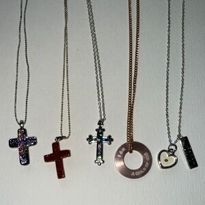 Cross Pendant Necklaces Set of 5